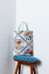 瀬戸内ブルー|Karaori Diamond & Floral Circle in Gold & Silver|Signature Silk Tote(シグネチャーシルクトート)