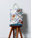 瀬戸内ブルー|Karaori Diamond & Floral Circle in Gold & Silver|Signature Silk Tote(シグネチャーシルクトート)
