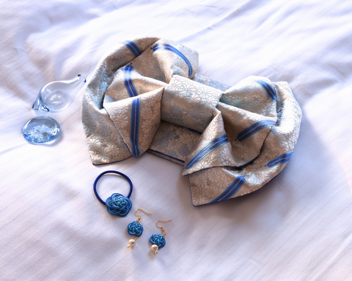 瀬戸内ブルー｜水引梅モチーフ｜Musubu Ume Earrings（ピアス